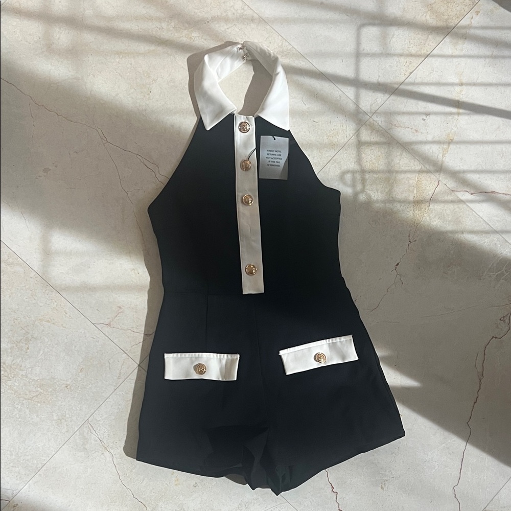 Black and White Halter Jumpsuit